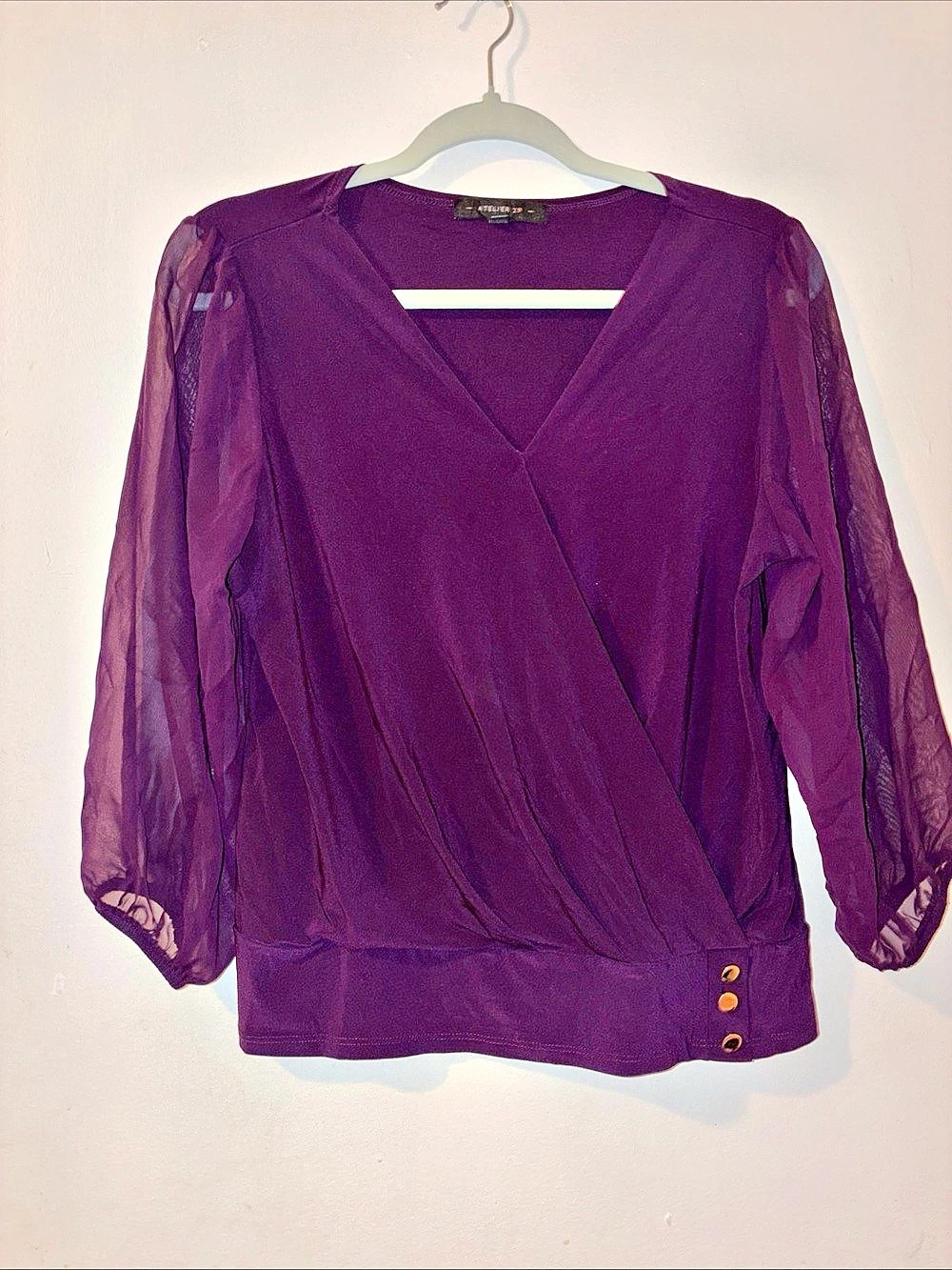 Atelier 29 Wrap Blouse in Purple Size Medium Like New
